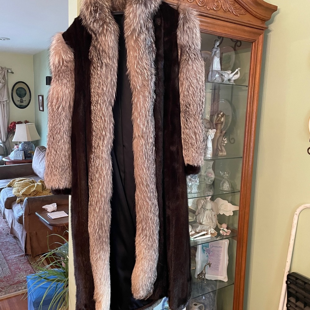 Women fox fur long coat